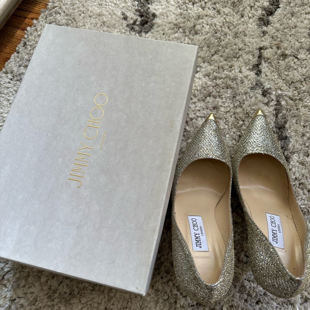 Jimmy Choo Silver Heels Elegant Design